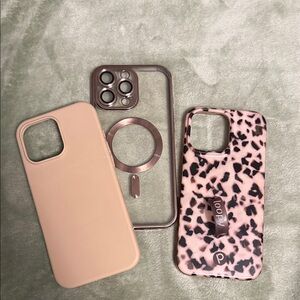 Loopy Case Pink Leopard and Beige Phone Case Trio
